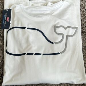 Vineyard Vines White and Navy Long Sleeve Shirt  - Performance. Large! New!